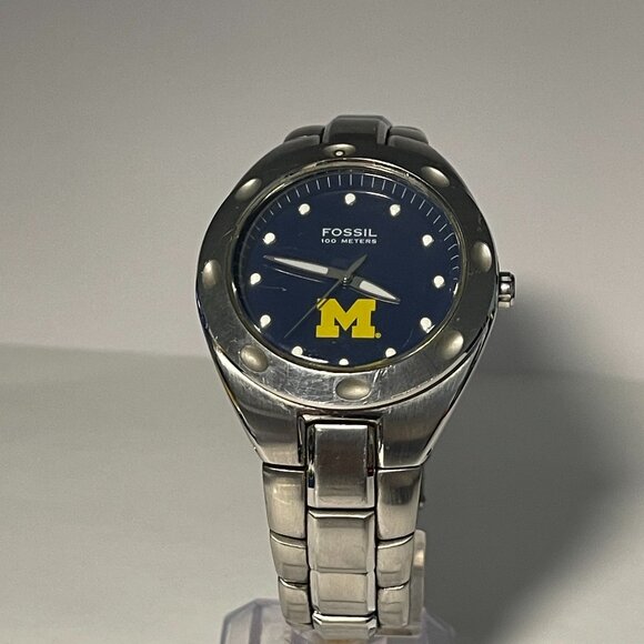 MICHIGAN WOLVERINES NCAA Stainless-Steel Watch by Fossil NEW (RARE)